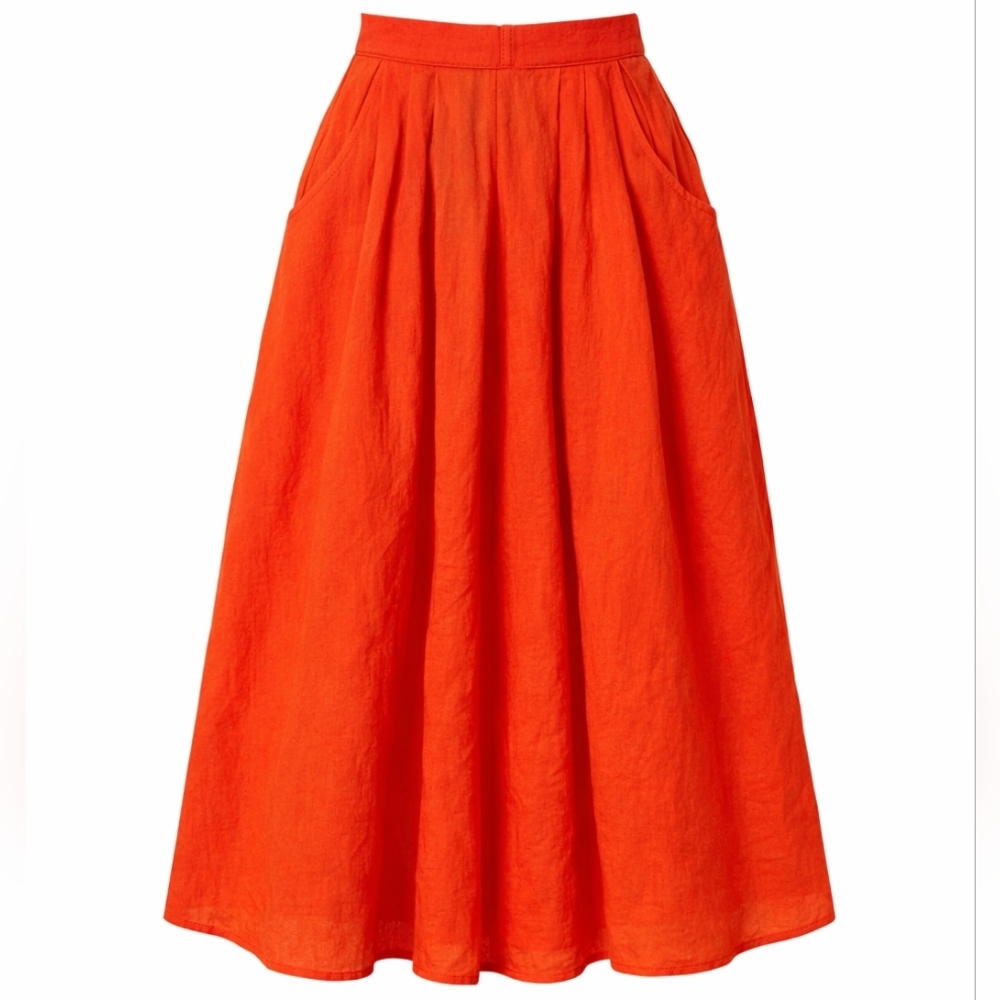 Lulu's Red Orange Midi Skirt Size XS